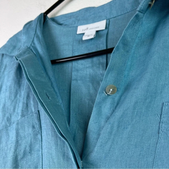 J. Jill Love Linen Blue Button Up Top (XS) 100% Linen, Tunic Shirt, Earthy Chic - Picture 4 of 12